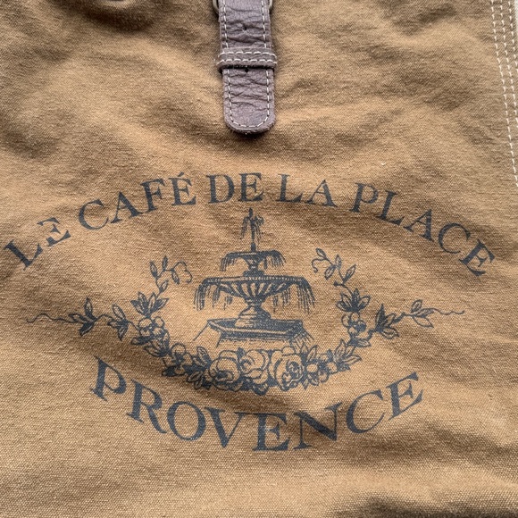 Myra Tote Bag Brown Le Cafe De La Place Provence Cotton and Leather - Picture 4 of 14